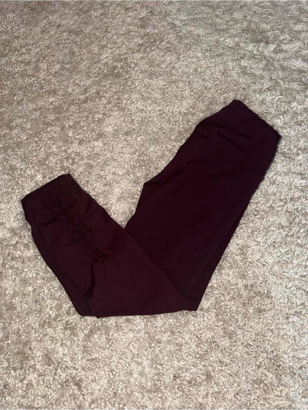 Burgundy Leggings with Side Lace-Up Detail